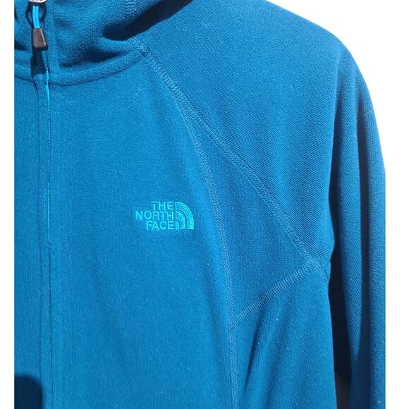 The North Face Blue TKA Fleece Hooded Full Zip Jacket Size Medium - Picture 3 of 6